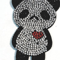 Panda Bear With A Heart Studded Lab Diamond Bling Gold Plated Keychain