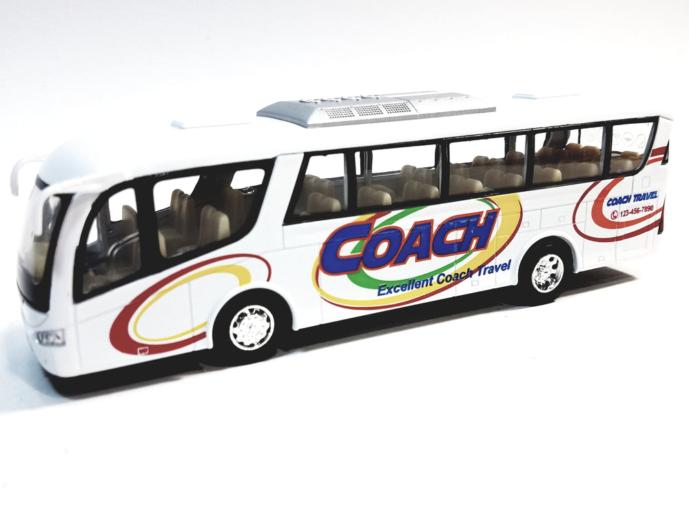 Kinsmart White Passenger Travel Coach Bus 1/64 S Scale 7