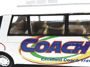 Kinsmart White Passenger Travel Coach Bus 1/64 S Scale 7" Commercial...