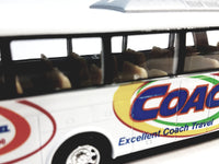 Kinsmart White Passenger Travel Coach Bus 1/64 S Scale 7" Commercial...
