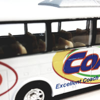 Kinsmart White Passenger Travel Coach Bus 1/64 S Scale 7" Commercial...