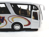 Kinsmart White Passenger Travel Coach Bus 1/64 S Scale 7" Commercial...
