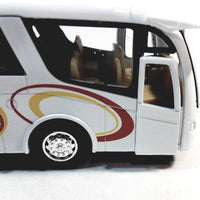 Kinsmart White Passenger Travel Coach Bus 1/64 S Scale 7" Commercial...