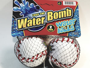 Water Bomb Toss Em Splash Baseball Set of 2 Soft Sponge Ball Shaped Pool/Beach Toy