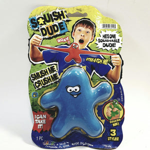 Squish Dude Blue Stretchy Squeezamiley Smiley Face Buddy Elastic Stretch Toy Figure