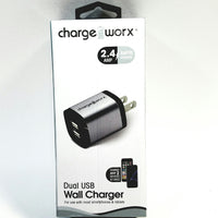 Charge Worx Dual USB Wall Charger (Block Only) Compatible 2.4 Amp Rapid Charger
