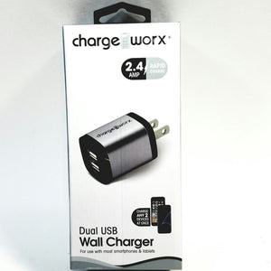 Charge Worx Dual USB Wall Charger (Block Only) Compatible 2.4 Amp Rapid Charger