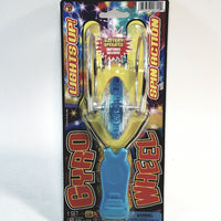 LightUp Action Blue Gyro Wheel Spin & Lights Retro Toy
