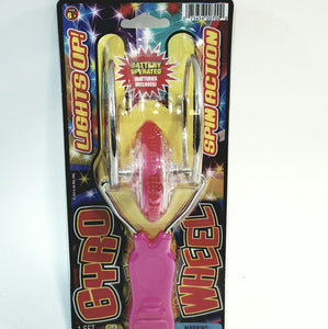 LightUp Action Pink Gyro Wheel Spin & Lights Retro Toy
