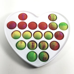 Push Pop White Heart Frame Near Rainbow Sensory Silicone Fidget Toy Stress Relivever