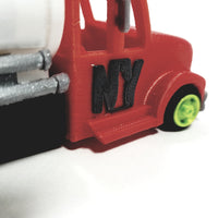 Wheelz Of NY Crimson Red Transport White Tanker Lime Green Rims 3D Printed 6" Truck