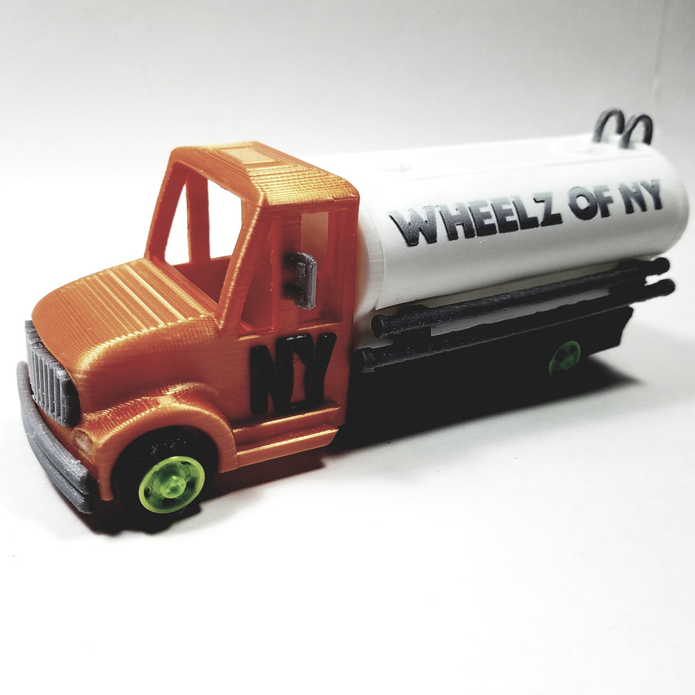 Wheelz Of NY Mandarin Orange Transport White Tanker Lime Green Rims 3D Printed 6