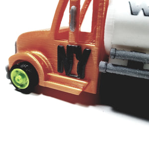 Wheelz Of NY Mandarin Orange Transport White Tanker Lime Green Rims 3D Printed 6" Truck