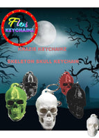 Flexi Keychainz Skeleton Detailed 3d Skull Silver Tone KeyChain Choose Color
