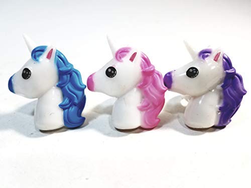 Unicorn Complete Set Of 3 Light Up Rubber Rings (Pink Purple Blue)