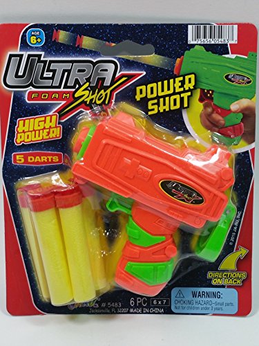 Ultra Foam Shot Power Shot Foam Blaster Toy Dart Gun with 5 Soft Foam Darts