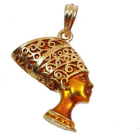 Queen Nefertiti Gold Plated Micro Pendant 1.5" Piece