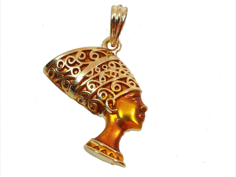 Queen Nefertiti Gold Plated Micro Pendant 1.5