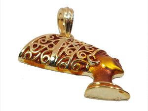 Queen Nefertiti Gold Plated Micro Pendant 1.5" Piece