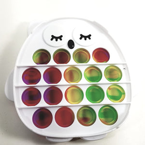 Push Pop White Owl Frame Near Rainbow Sensory Silicone Fidget Toy Stress Relivever