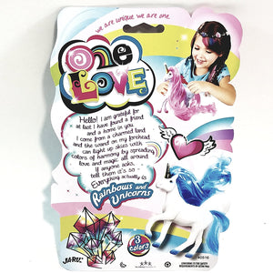 One Love White With Blue Hair Unicorrn Doll Set With Brush