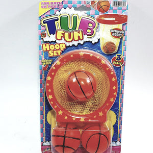 TUB FUN Hoop Set Suction Cup Hoop & Net Wih 3 Mini Basketballs Water Toy Pool Or Bathtub