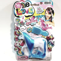One Love White With Blue Hair Unicorrn Doll Set With Brush
