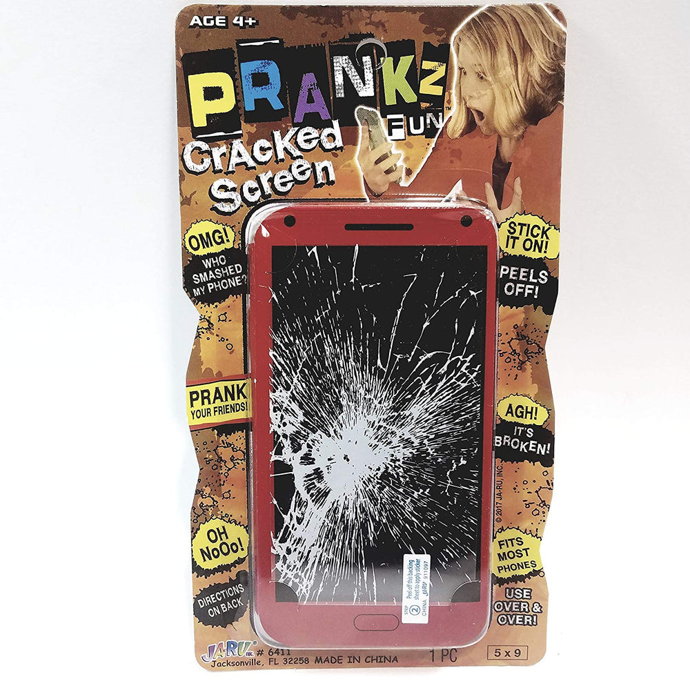 Prankz Fake Cell Phone Cracked Screen Prank Novelty Broken Joke Red